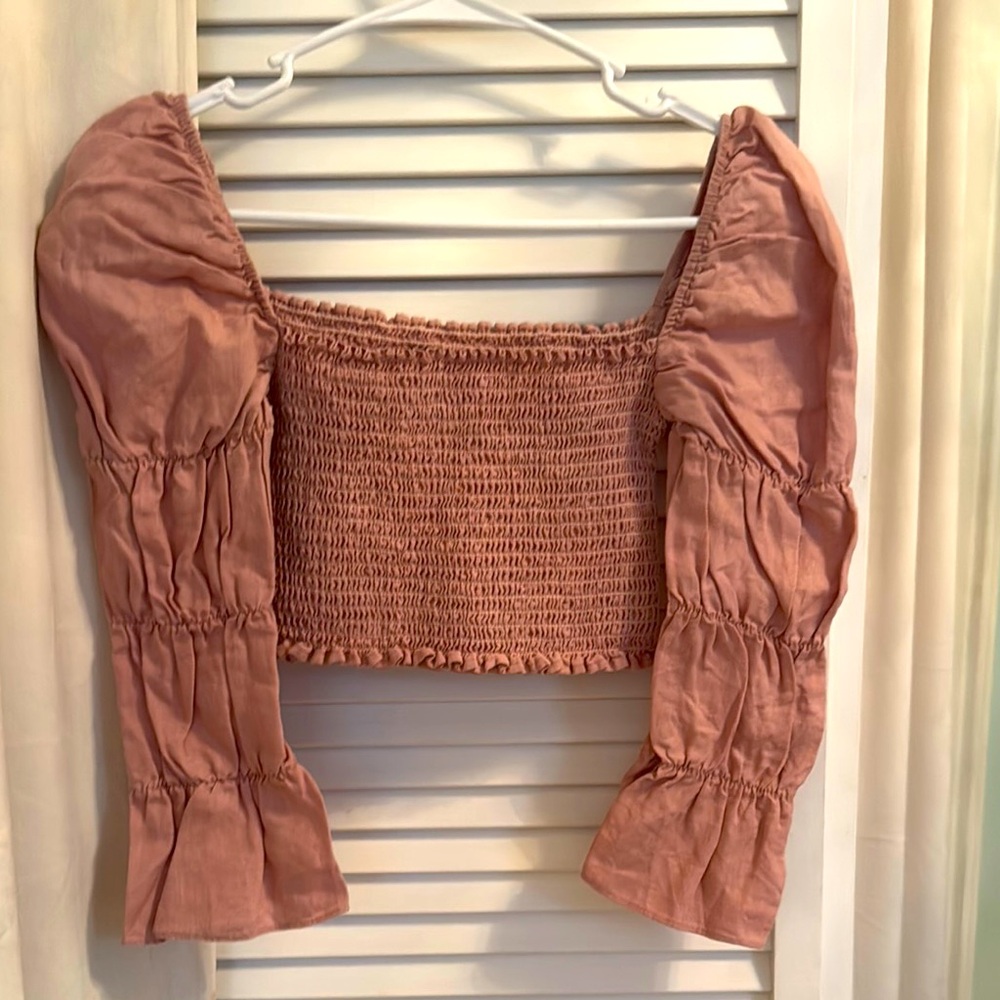 Reformation cropped rose pink linen cropped  top size small or extra small